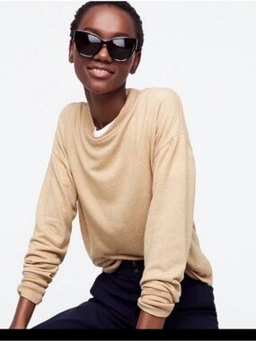 J. Crew Lightweight Crewneck Sweater in Beige